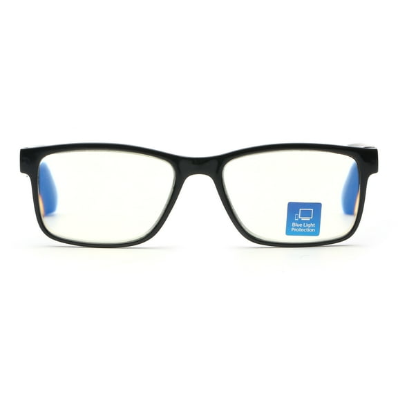 Equate Men's Finn Bluelight Rectangular Reading Glasses with Case, Black, +3.25