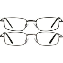 Equate Jordan Value 2-Pack Unisex Rectangular Reading Glasses with Case, Black/Gunmetal,  1.25