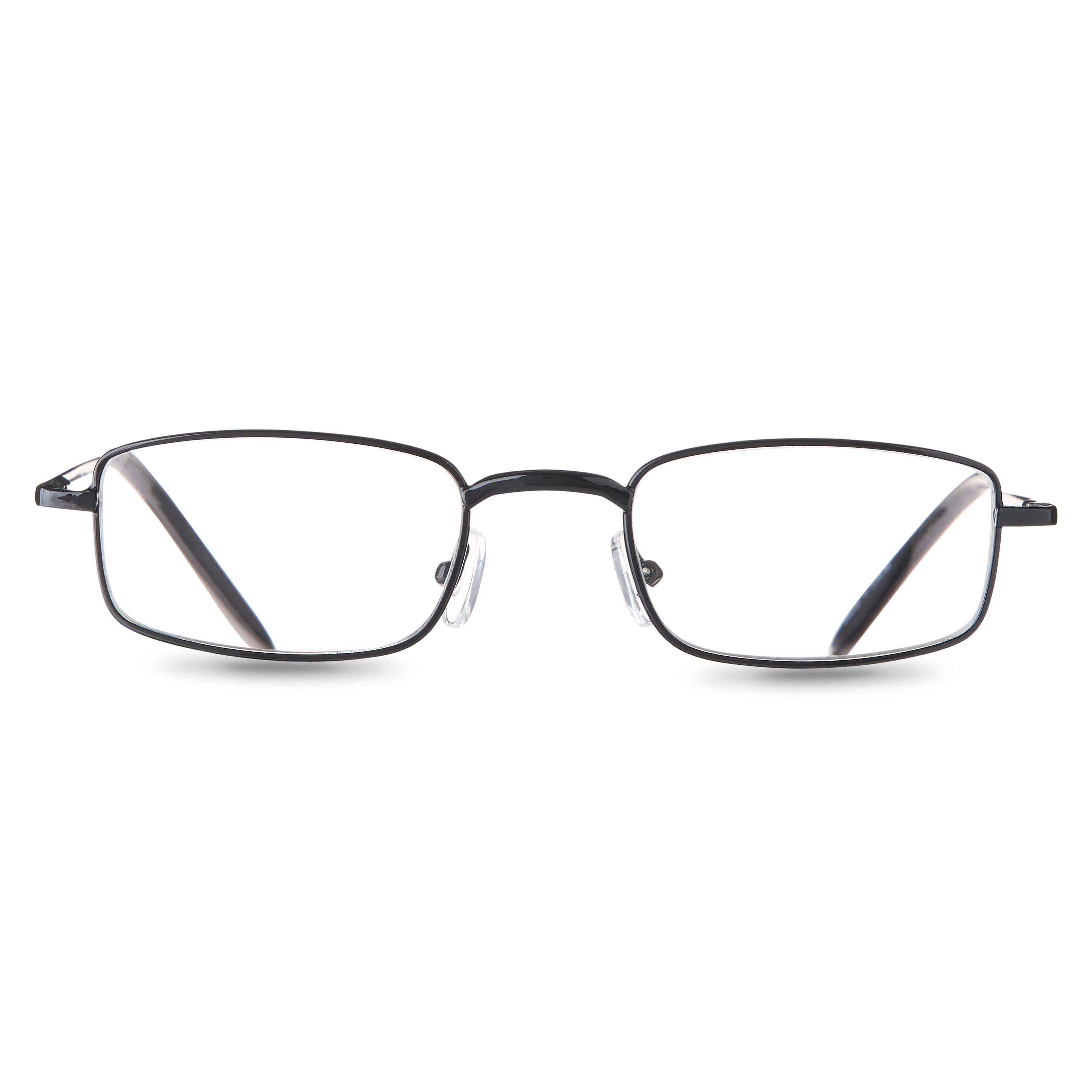 Equate Jordan Value 2-Pack Unisex Rectangular Reading Glasses with Case, Black/Gunmetal, +1.75
