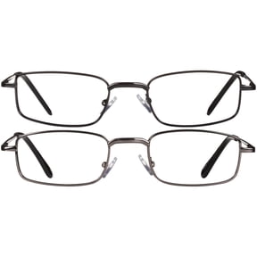 Equate Unisex Jordan Rectangular Reading Glasses with Case, Black/Gunmetal, +2.50, 2 Pack