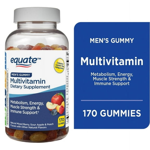 Equate Men's Multivitamin Gummies for General Health, Mixed Berry, 170 Count, Compare to Centrum Men's Multivitamins