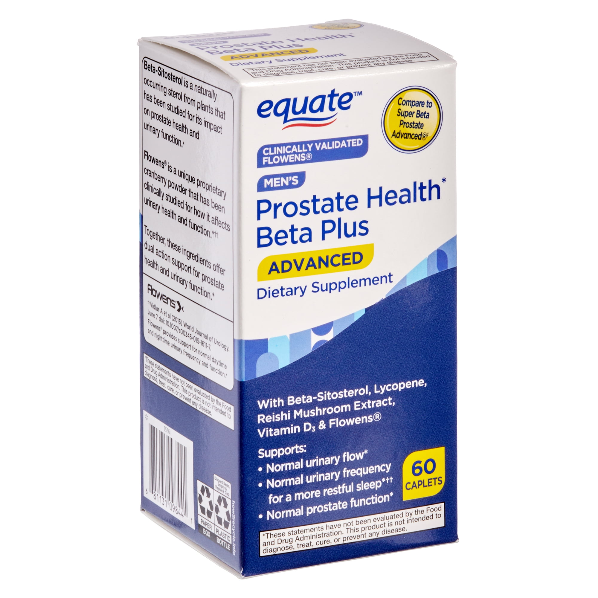 Equate Men's Prostate Health Beta Plus Advanced Dietary Supplement, 60 Count, Compare to Super Beta Prostate Advanced