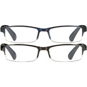 Equate Men's Quinn Reading Glasses Value 2-Pack with Case, Black/Navy Blue, +2.50