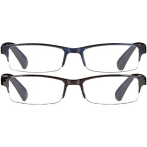 Equate Unisex Quinn Rectangular Reading Glasses with Case, Black and Navy Blue, +2.50, 2 Pack