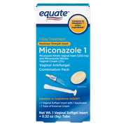 Equate Miconazole 1 Day Antifungal Combination Pack with Vaginal Insert and Cream, 1 Insert + 9g Tube, Compare to Monistat® 1 Active Ingredients