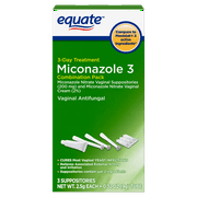 Equate Miconazole 3 Day Combination Pack with Suppositories & Cream, 2.5 g each + 9g tube, Compare to Monistat® 3 Active Ingredients