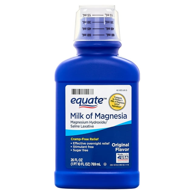 Equate Milk of Magnesia Saline Laxative, Original Flavor, 1200 mg, 26