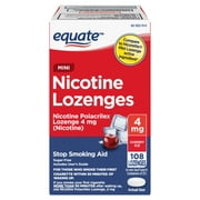 Equate Mini Nicotine Lozenge 4 mg, Stop Smoking Aid, Cherry Ice Flavor, 108 Count