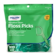 Equate Sensitive Clean Floss Picks, Mouthwash Burst Mint Flavor (300 Count), Compare to Oral-B® Glide + Scope® Outlast®