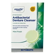 Equate Mint Fresh Effervescent Antibacterial Denture Cleanser Tablets, 84 Count