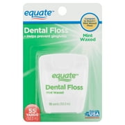Equate Nylon Dental Floss, Mint Waxed, 55 Yds