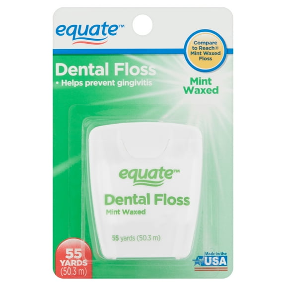 (6 pack) Equate Nylon Dental Floss, Mint Waxed, 55 Yds