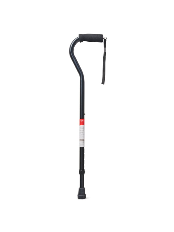 Mobility Aluminum Offset Handle Cane with Foam Handle, Adjustable Height, Black