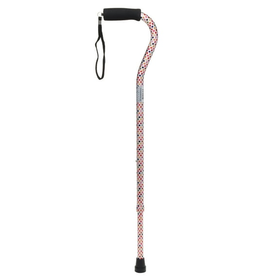 Equate Mobility Adult Offset Handle Cane, Polka Dot