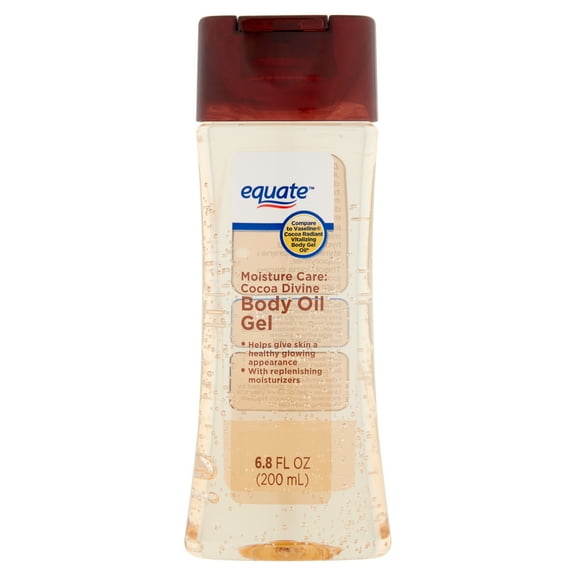 Equate Moisture Care Cocoa Divine Body Oil Gel, 6.8 fl oz, Compare to Vaseline® Cocoa Radiant Vitalizing Body Gel Oil for Glowing Skin