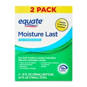 Equate Moisture Last Multi-Purpose Solution for Soft Contact Lenses, 24 fl oz 2x12 fl oz, Compare to Opti-Free Pure Moist