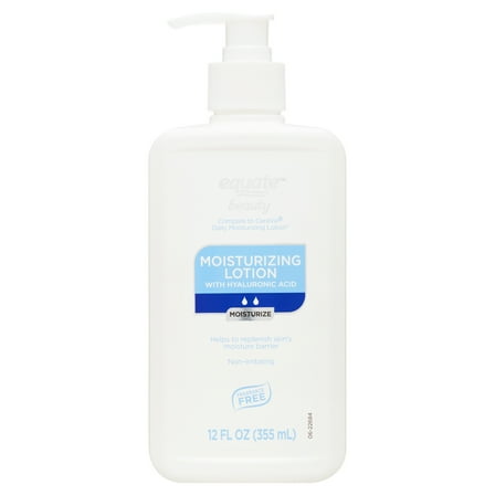 Equate Moisturizing Lotion with Hyaluronic Acid for Moisturizing Face Care, Fragrance Free, 12 fl oz, Compare to CeraVe® Daily Moisturizing Lotion