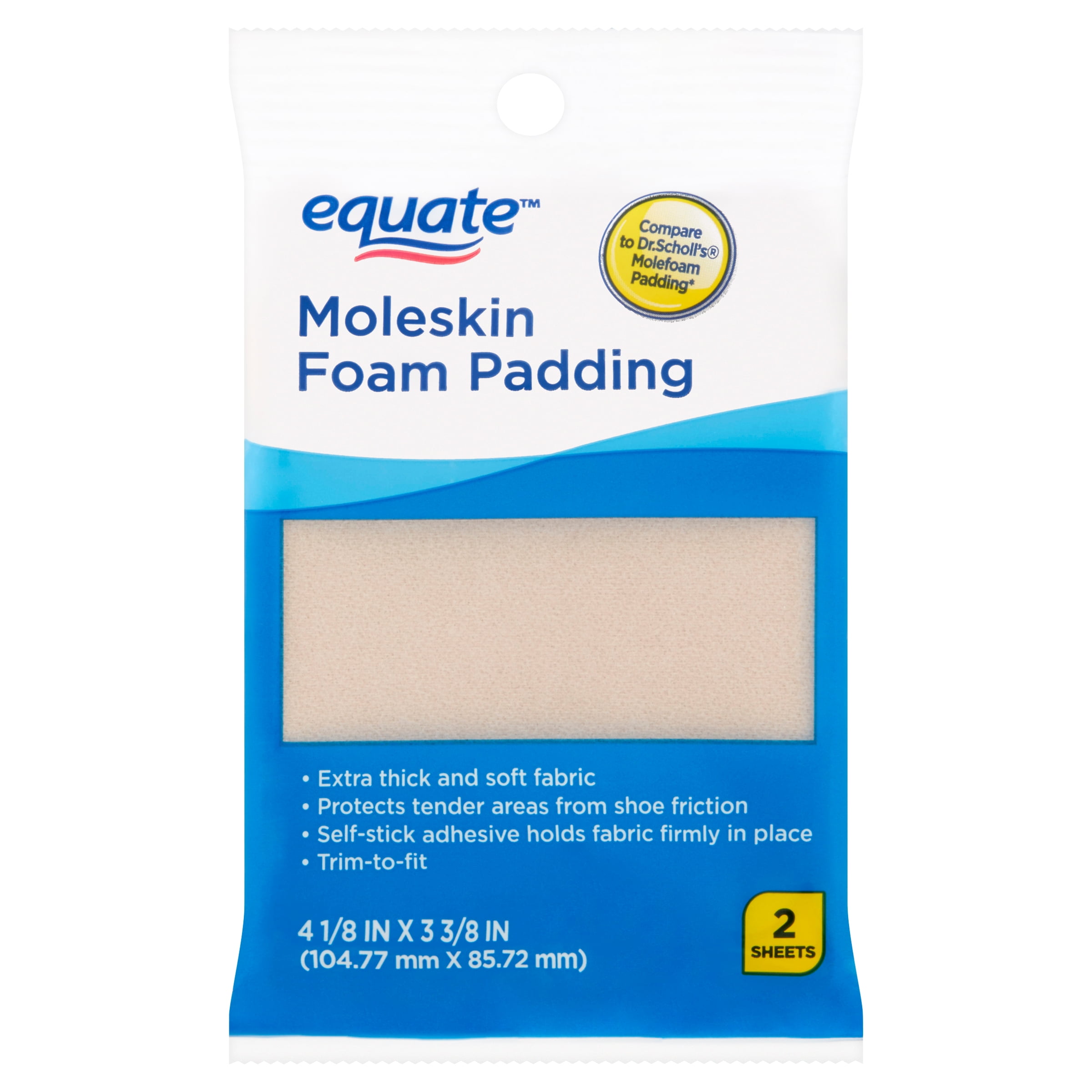 Equate Moleskin Foam Padding, 2 Count 