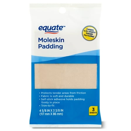 Equate Moleskin Padding Sheets, 3 Count, Compare to Dr Scholl's® Moleskin Plus Padding