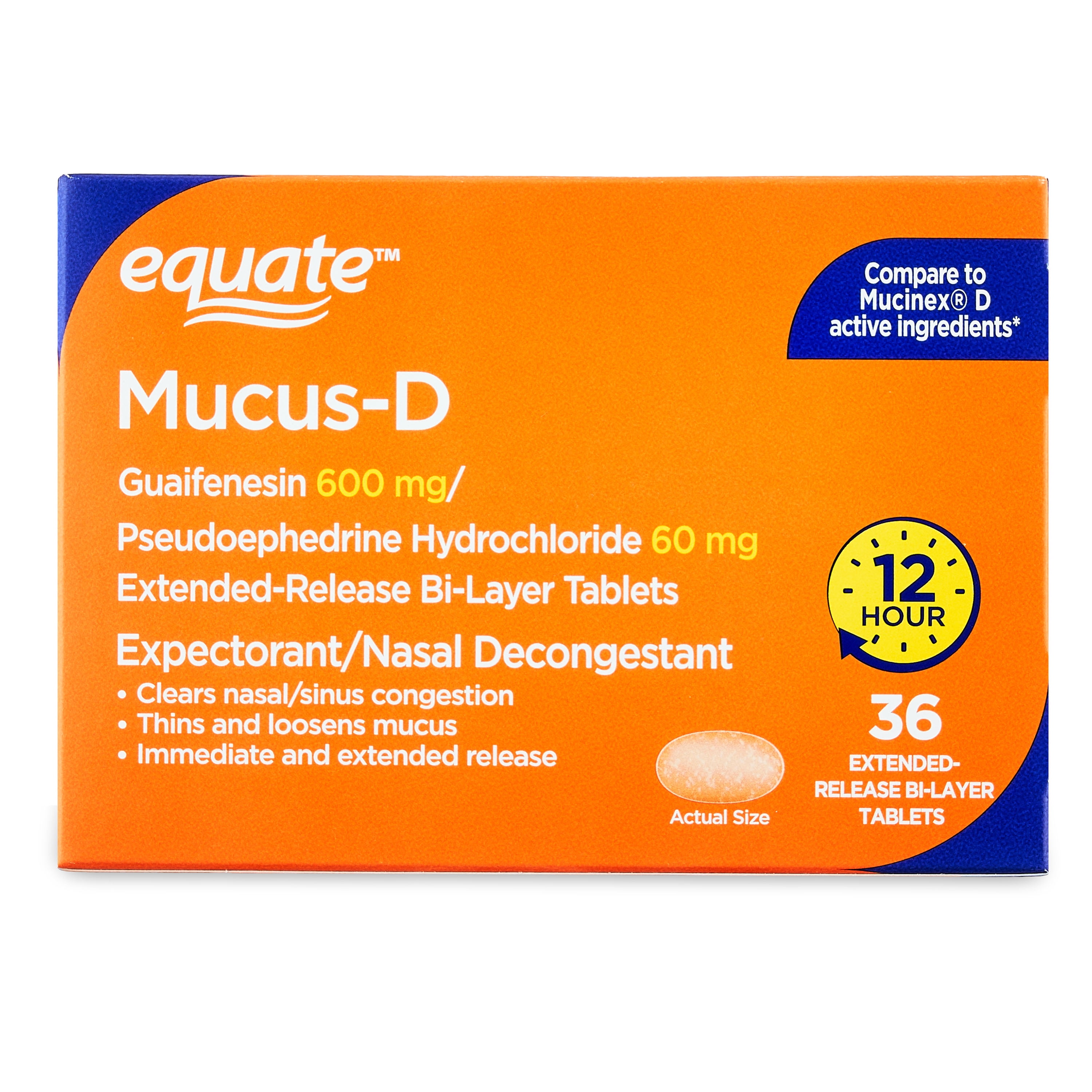 Equate MucusD ExtendedRelease BiLayer Tablets, 18 Count