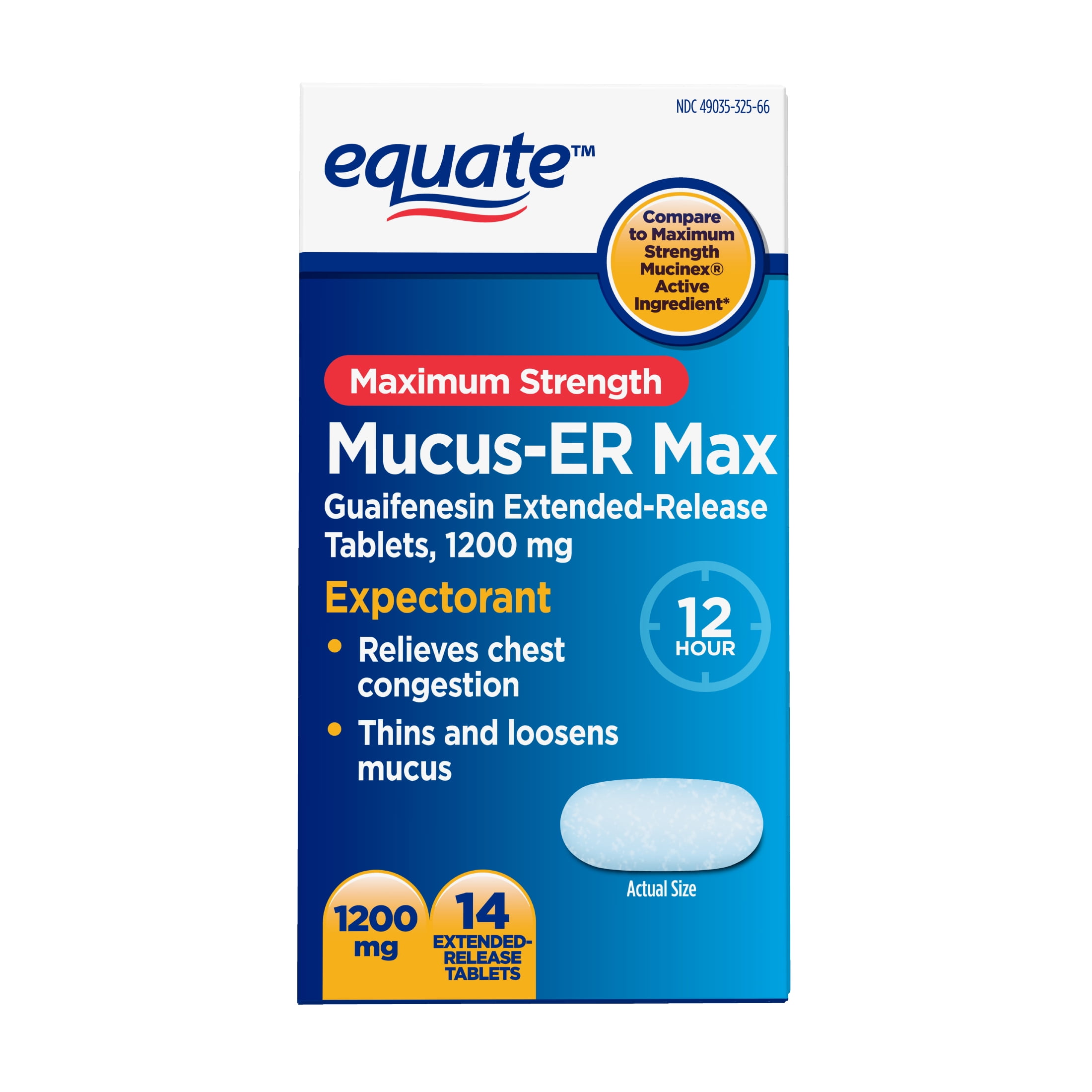 Equate Mucus ER ExtendedRelease Tablets, 600 Mg, 20 Count, 54 OFF