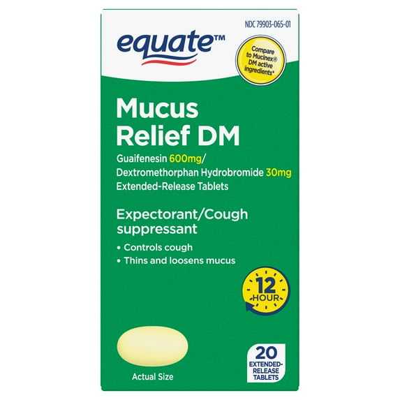 Equate Mucus Relief DM, Extended-Release Tablets, Chest Congestion Relief and Cough Suppressant