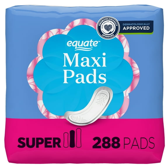 Equate Multi Channel Maxi Pads, Super, Unscented, Compare to Stayfree Maxi (288 Count)