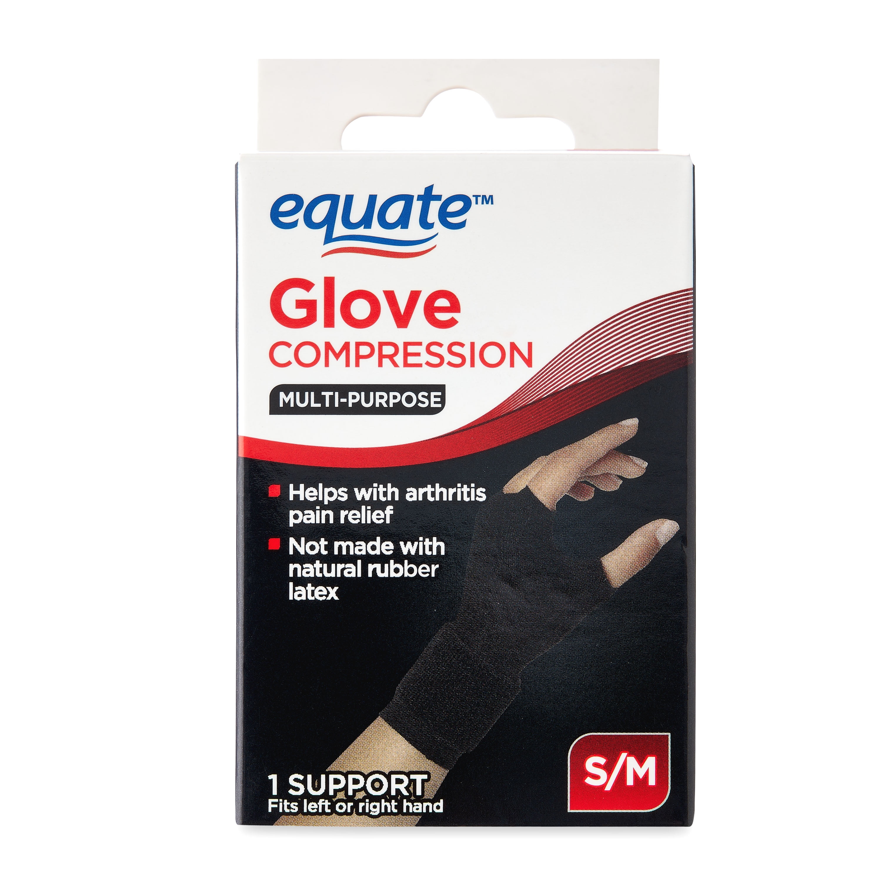 Equate MultiPurpose Compression Glove, Black, S/M