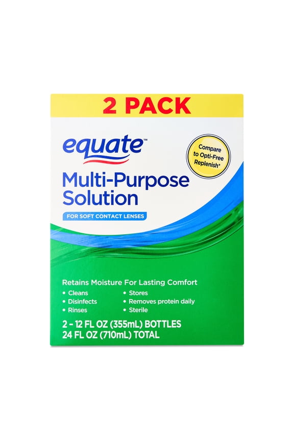 Multi-Purpose Solution for Soft Contact Lenses, 24 fl oz (2x12 fl oz), Compare to Opti-Free Replenish