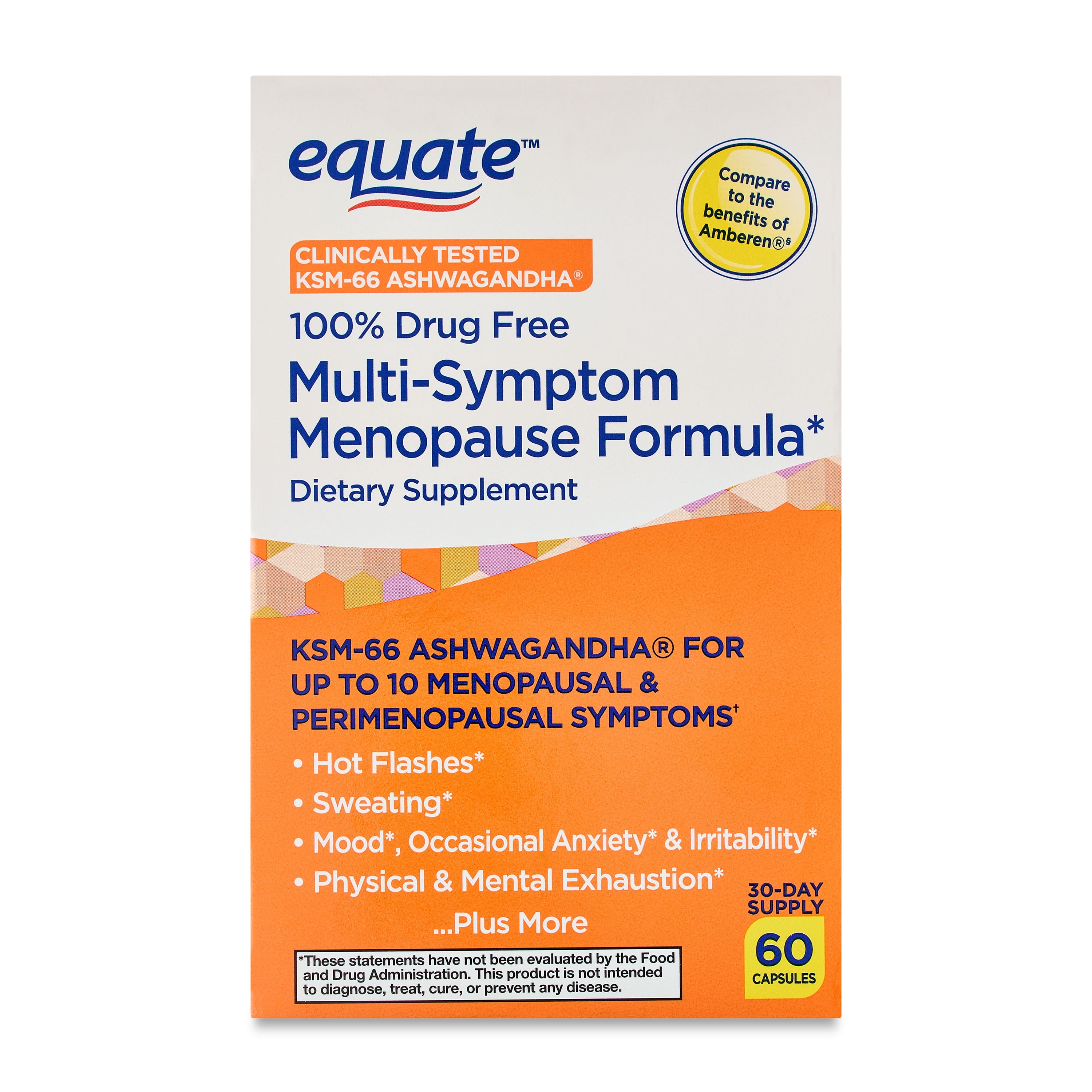 Equate Multi-Symptom Menopause Formula Dietary Supplement Capsules, 60 Count, Compare to the Benefits of Amberen