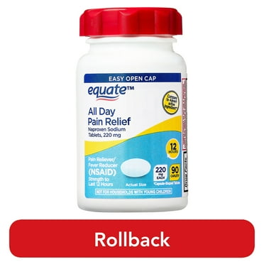 Equate All Day Pain Relief Naproxen Sodium Caplets, 220 mg, 90 Count