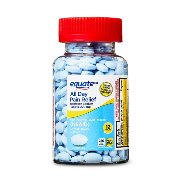 Equate Naproxen Sodium All Day Pain Relief Caplets, 220 mg, 270 Count