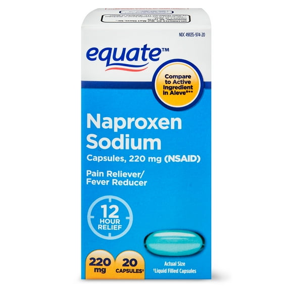 Equate Naproxen Sodium Capsules, 220mg, 20 Count