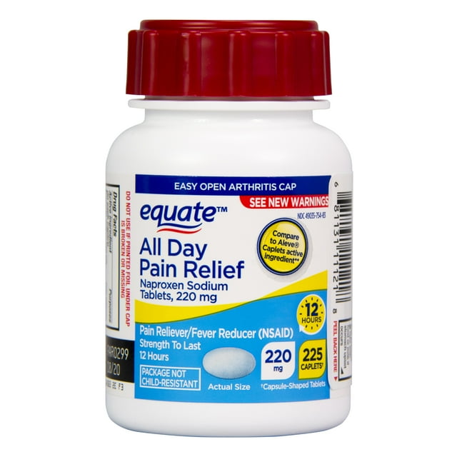 Equate Naproxen Sodium Tablets 220 mg, All Day Relief , 225 Count ...