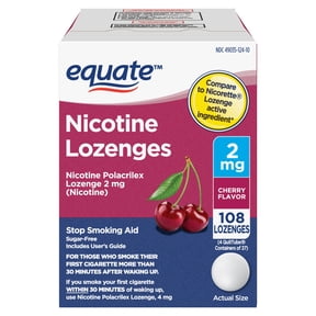 Equate Nicotine Lozenge 2 mg, Cherry Flavor, 108 Count – Stop Smoking Aid