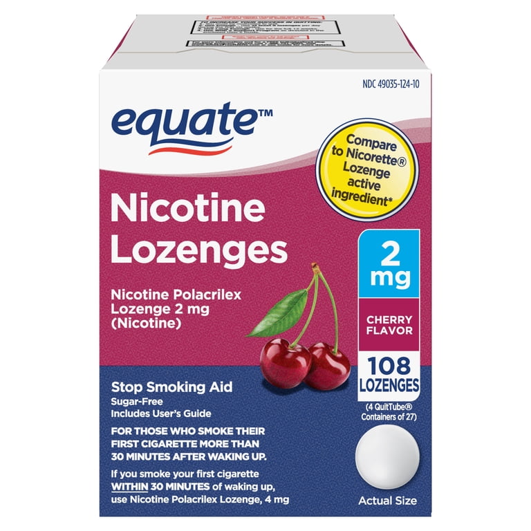 cigarette lozenges Equate Nicotine Lozenge 2 mg, Cherry Flavor, 108 Count – Stop Smoking Aid  HSA/FSA Eligible