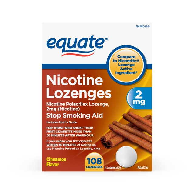 (2 pack) Equate Nicotine Lozenge, 2 mg (nicotine), Cinnamon Flavor, 108