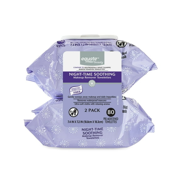 Equate Beauty Night-Time Soothing Makeup Remover Towelette Wipes, 80 Count
