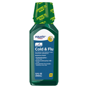 Medicamento líquido para resfriado y gripe nocturno Equate, Original, 12 fl oz