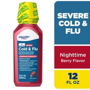 Equate Maximum Strength Night Time Cold and Flu Medicine, Berry Flavor, 12 fl oz, Cough and Cold Medicine for Adults, Compare to Vicks® NyQuil® Severe Active Ingredients