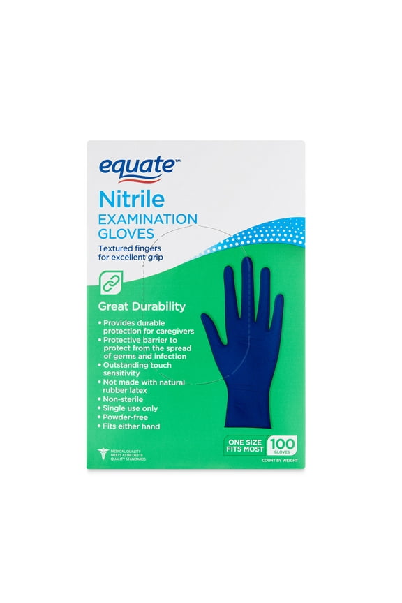 Nitrile Exam Gloves, One Size Fits Most, 100 Count