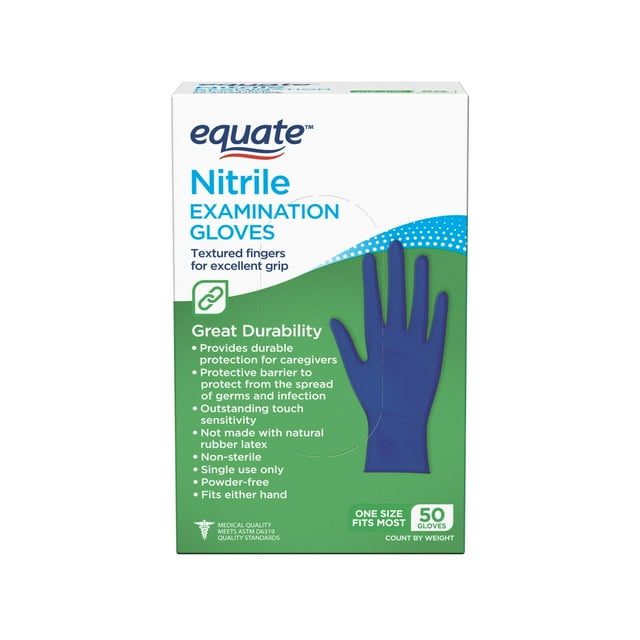 Equate Nitrile Exam Gloves, One Size Fits Most, 200 Count