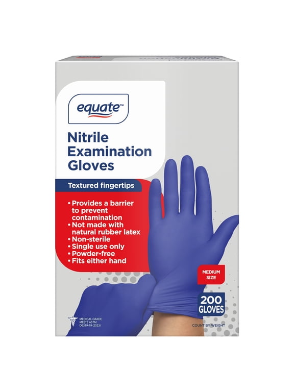 Nitrile Exam Gloves, One Size Fits Most - Medium, 200 Count