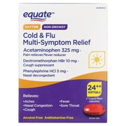 Equate Daytime Non-Drowsy Cold and Flu Multi-Symptom Relief Softgels, 24 Count, Compare to Vicks® Dayquil® Cold & Flu LiquiCaps® Active Ingredients