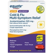Equate Daytime Non-Drowsy Cold and Flu Multi-Symptom Relief Softgels, 48 Count, Compare to Vicks® Dayquil® Cold & Flu LiquiCaps® Active Ingredients