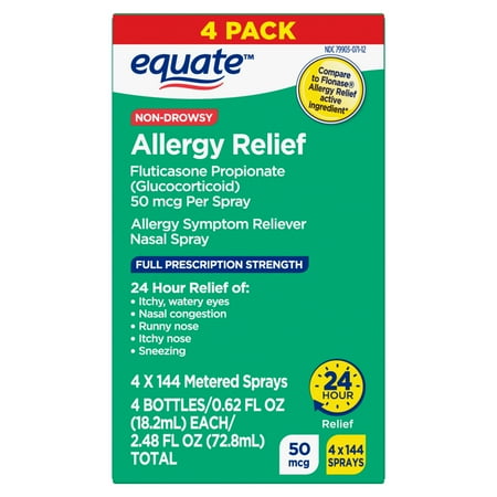 Equate Fluticasone Propionate Nasal Allergy Relief Spray, 50 mcg, Non-Drowsy