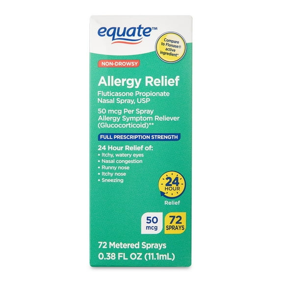 Equate Non-Drowsy Fluticasone Propionate Allergy Relief Nasal Spray, 50 Mcg, 72 Sprays