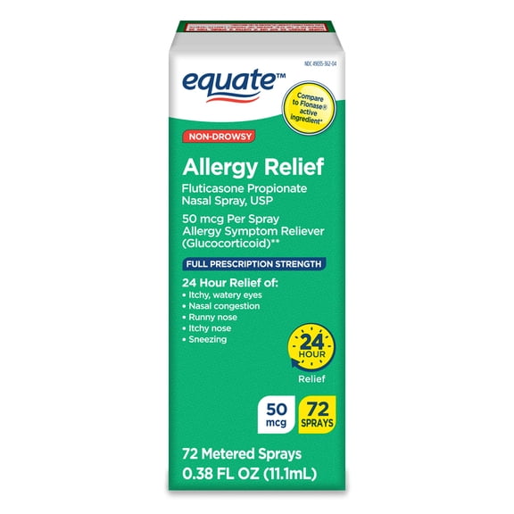 Equate Gluten-Free fluticasone propionate (glucocorticoid) Allergy Medicine Spray for Allergy with Bottle, 50 mcg