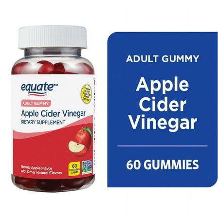 Equate Non GMO Dietary Supplement Gummies, Apple Cider Vinegar, 500 mg, 60 Count, Compare to Goli Apple Cider Vinegar Gummies