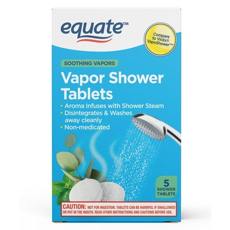 Equate Vapor Shower Tablets - Non-Medicated - Eucalyptus & Menthol Scented Steamers - 5 Count